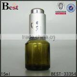 China Cosmetic Dark Green Frosted 15ml Glass Bottle With Screen Printing Black Pump Dropper for Cosmetic Essence Perfume thumbnail-6