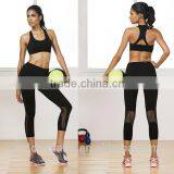 High Elastic Splicing Mesh 90% Polyester 10% Spandex Yoga Pants Wholesale for Fittness thumbnail-3