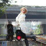 2014 Fashion Ladies Long-sleeve White Cape Collar Cardigan Knitted Partern thumbnail-3