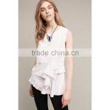 Round Neck Sleeve Summer Ruffle Top Latest Saree Blouse Designs thumbnail-2