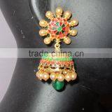 Jhumka Enamel Polki Gold Tone Dangler EARRINGS thumbnail-2