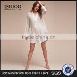 Deep V-neck Pajama Top Long Sleeve Buttons Shirt Sleepwear Loose Elegance Silk Satin Bride Pyjama thumbnail-1