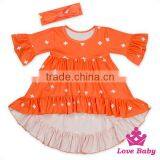 Yiwu Lovababy Kid Dress Short Front Long Behind With Same Fabric Bow Headband Latest Design Baby Frock thumbnail-4