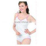 Plain White Seamless Lady Camisole Vest and Panty Set thumbnail-1