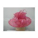 Pink Elegant Party Ladies Sinamay Hat With Nice Rolled Edge Curl For Normal Day thumbnail-1