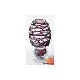 CLEAR GLASS VASE WITH DARK RED LINES/GLASS VASE thumbnail-1