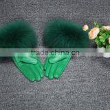 Wholesale Ladies Raccoon Fur Trimmed Sheep Leather Gloves With Factory Price thumbnail-1