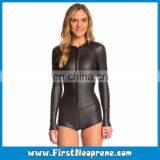 Back Zipper 2/3MM Neoprene CR Rubber Women Long Sleeve Smooth Skin Shorty Diving Suit thumbnail-4