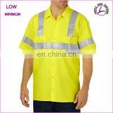 High Visibility short Sleeve Polo T Shirts 100% cotton safety yellow shirt