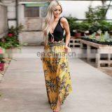 2020 Summer New Arrivals Ladies Sexy Slit Printed Long Skirt Women Casual Floral Skirt thumbnail-2