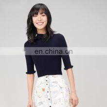 Women Merino Wool Cashmere Spring New Collection Short Sleeves Sweater thumbnail-1