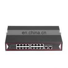 120W Power Supply 100M 16 Port POE Network Switch With 2 Port 1000M Network