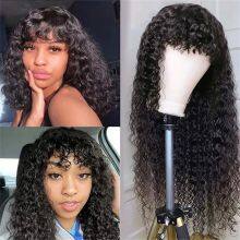 Glueless Water Wave With Bang Human Hair Wigs For Black Women Full Machine Made Ready To Wear Water Wave Bob Wigs With Bangs Pelucas thumbnail-1