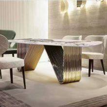 Modern Dining Table Light Luxury Dining Table With Stainless Steel Legs Dining Room Furniture thumbnail-5
