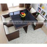 Simple Design Dining Room Furniture Garden 4 Chairs Rattan Wicker Outdoor Tea Dinning Table Set thumbnail-3