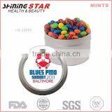 JS-12053 Colorful Breath Fresh 50pcs Sweet Peppermints in Window Tin for Promotional Activity