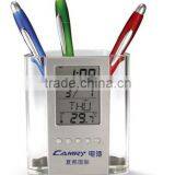 Hot Sale Multi-purpose Multi Function Office Stationery Lcd Display Digital Alarm Clock With Pen Holder