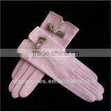 pink cashmere gloves with bow on cuff