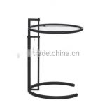Height-adjustable base side table powder-coated tubular steel in black