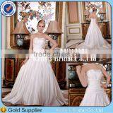 Newest Russian Style Ruffle Satin Strapless Lace Up Wedding Dress thumbnail-1
