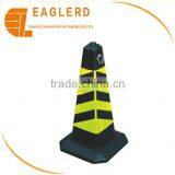 75cm PE Square Traffic Cone Black and Yellow Road Cone