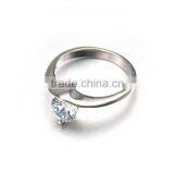 Unique Design Luxury Zircon Wedding Band Finger Rings Women Stainless Steel Engagement Ring thumbnail-2