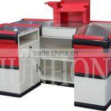 Beauty Retail Round Corner Checkout Counter With Keyboard Holder