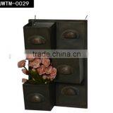3 Pockets Rustic Metal Wall Mounted Flower Planter for Garden thumbnail-1
