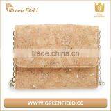 Natural Portugal Rustic Cork Bag Handbag Shoulder Bag With Metallic Chain Shoulder Starps thumbnail-1