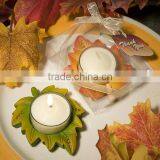 2013 new maple leaf shaped polyresin tealight and candle holders