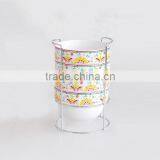 4pcs Stackable Ceramic Bowl With Iron Rack & Decal Printing,cups thumbnail-2