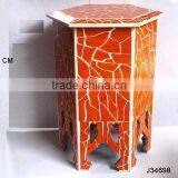 Resin Mosaic Hexagon Stool in Orange Color Also Available in Other Mosaics thumbnail-1