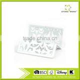 White Metal Punched Office Desk Name Card Holder thumbnail-1