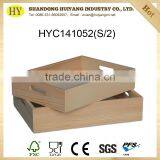 wholesale unfinished wooden tray serving with carved handle