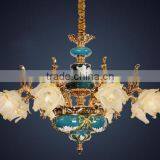 Luxurious Vintage Victorian Style Royal Imperial Blue Porcelain and Crystal Golden Brass Pendant Lamp, Chandelier BF12-05254g thumbnail-5