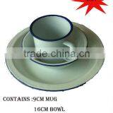 Porcelain Enamel Bowl Dinner Plate Coffee Mug Dinnerware thumbnail-3