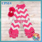 HOT Ruffled Light Pink Chevron Leg Warmers Match With Headband Posh Infant Knee Pad thumbnail-1