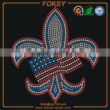 American Flag in Fleur de Lis Hotfix Rhinestone Transfers thumbnail-2