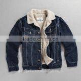 2016 Wholesale Custom Fleece Lined Denim Jacket Men Winter Jackets thumbnail-5