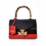 2017 New Design Color Match Beautiful Bamboo Handle Custom-made PU Leather Ladies Handbag Small Shoulder Bag thumbnail-1