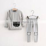 Kids Outfits Cheap Baby Girl Clothes Sets Stripe Kitty Backpack Long Sleeve T-shirt + Leggings thumbnail-2