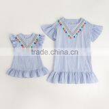 2017 Hot Sale Striola Dresses Mother Daughter Matching Frilled Dress thumbnail-1