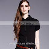 Ladies Fashion Short Sleeve Front Facing Placket Formal Shirt thumbnail-4