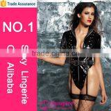 Sexy Belted Leather Teddy Sexy Vinyl Lingerie thumbnail-2