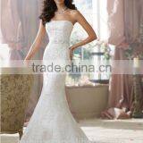 Sexy White Lace Satin Sleeveless Mermaid Bridesmaid Garment thumbnail-1