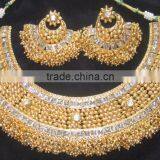 GOLD PLATED TEMPLE DESIGN BROAD Necklace RAMLEELA EARRING Set thumbnail-2