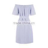 Maxnegio off Shoulder Striped Dress With Embroidery for Girls thumbnail-4