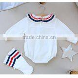New Fashion Cape Collar Baby Cotton Girl Romper Onesie With Socks thumbnail-3