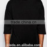 Men Oversized 3/4 Sleeves Dropped Shoulders Black T-shirt OEM Supplier in China thumbnail-3
