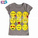 2017 Hot Selling Girls Short Sleeved Emoji T Shirt Printing Wholesale Funny t Shirts Kids Summer Clothing OEM thumbnail-1